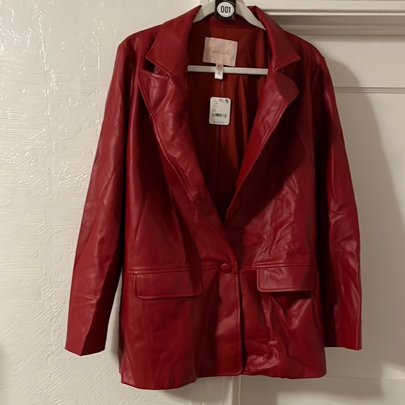 Hutch Jackets & Coats Nwt Hutch Red Faux Leather Blazer Poshmark